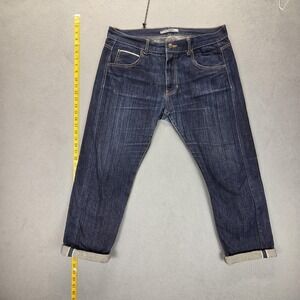 Korean Selvedge Jeans Mens Blue XL Whiskers Honeycomb Fits 34x28
